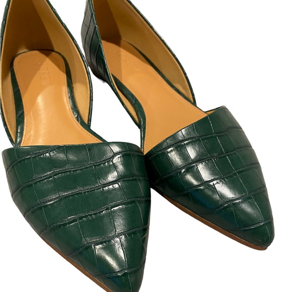 J.CREW Womens Dark Green Faux Leather Flats, Size 8 - Picture 3 of 12